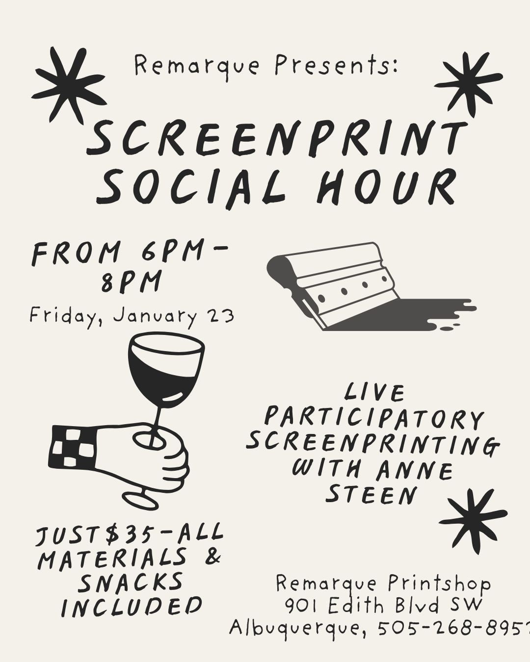 "Screen Print Social Hour" Hosted by Anne Steen (January 23)
