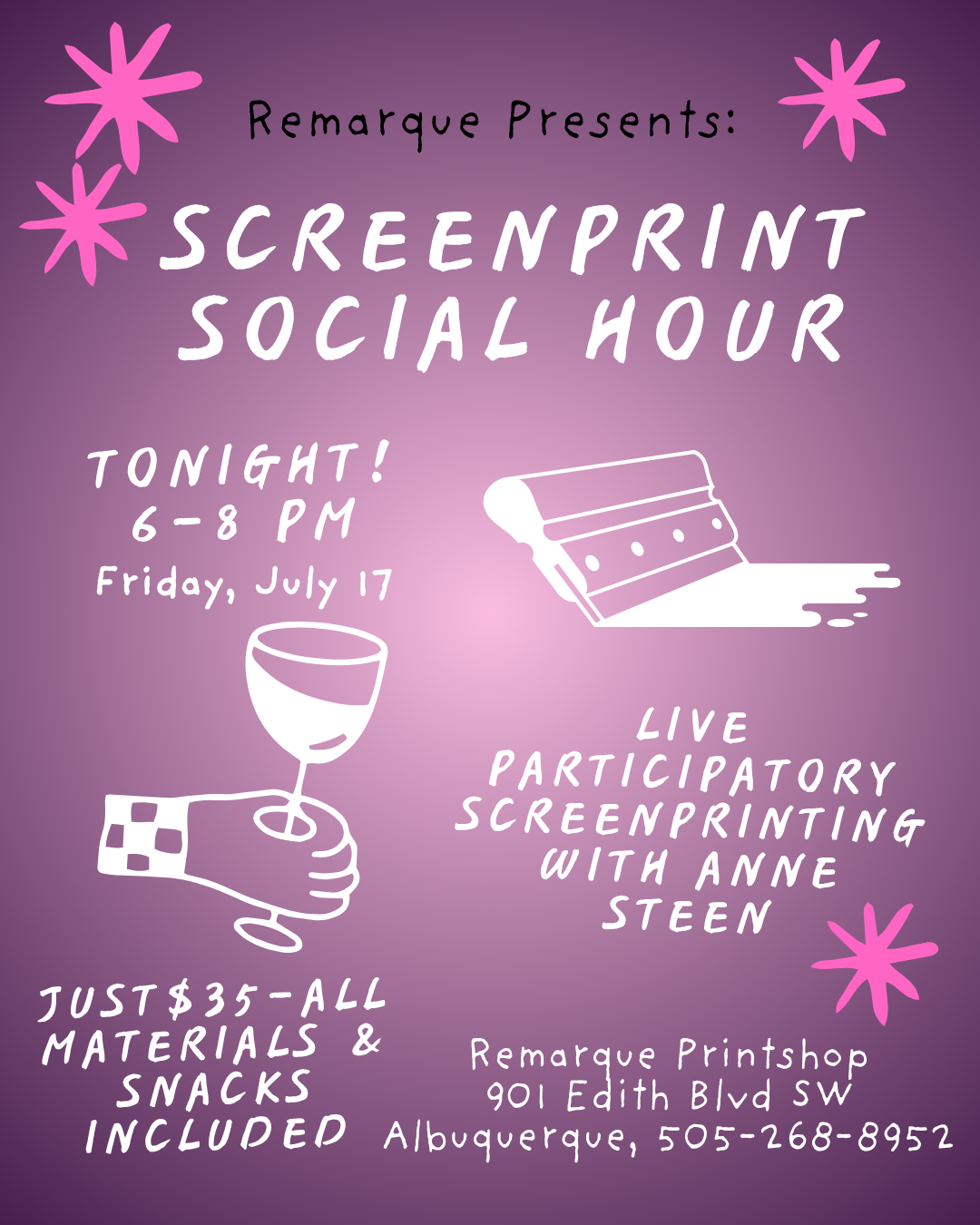 "Screen Print Social Hour" Hosted by Anne Steen (July 17)